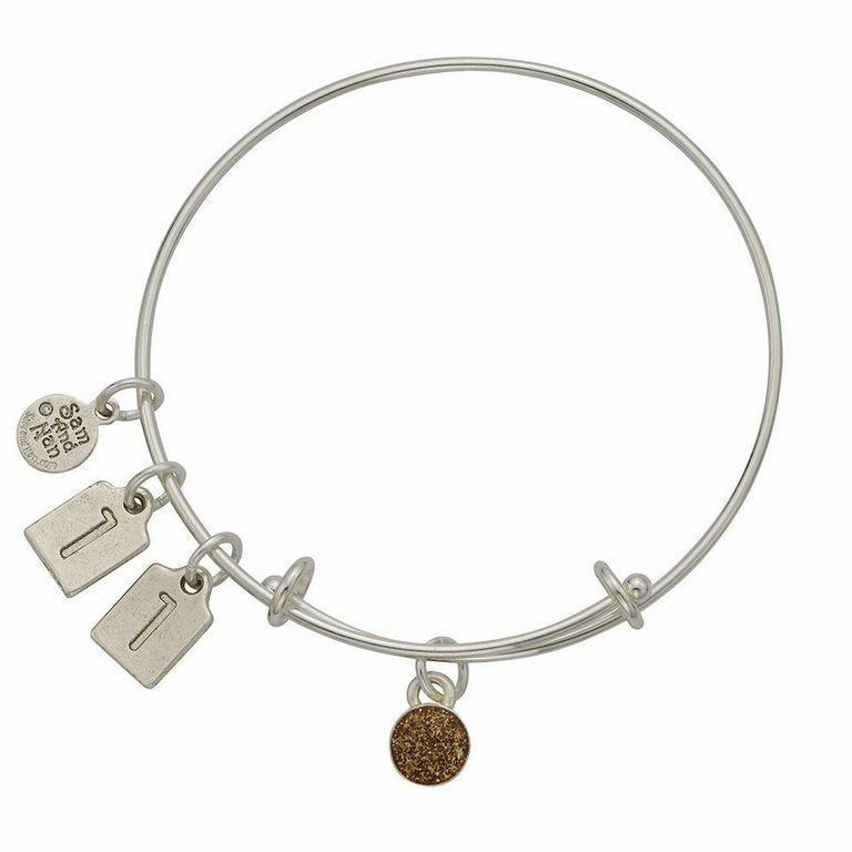 November Gold Birthstone Charms Bangle Bracelet-Watchus