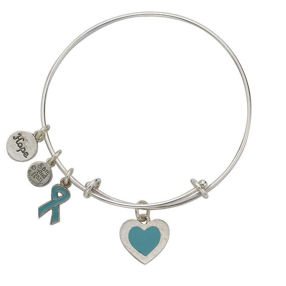 Ovarian Cancer Bangle Bracelet Teal-Watchus