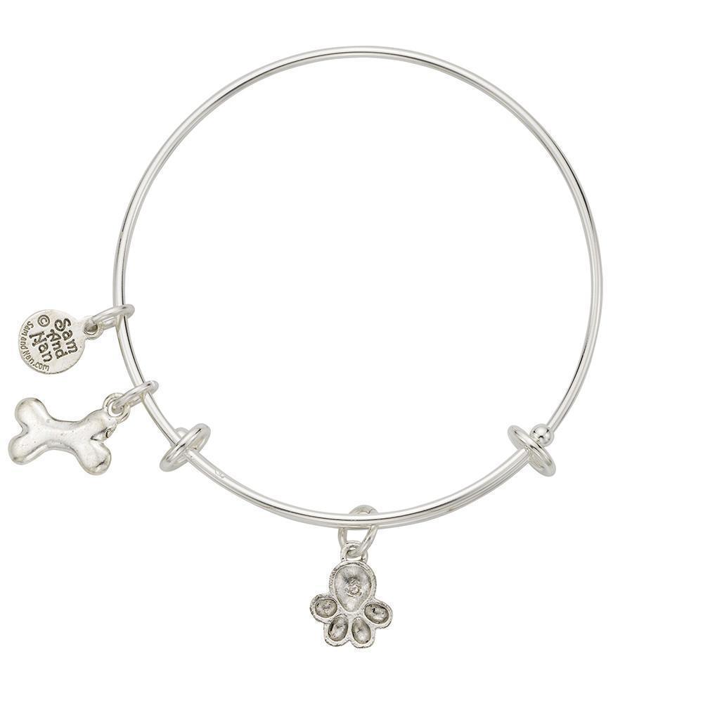 Paw Bone Charm Bangle Bracelet-Watchus