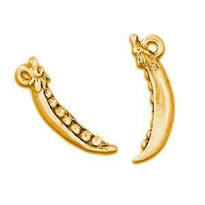 Pea Pod Plated Gold Charms - C318G