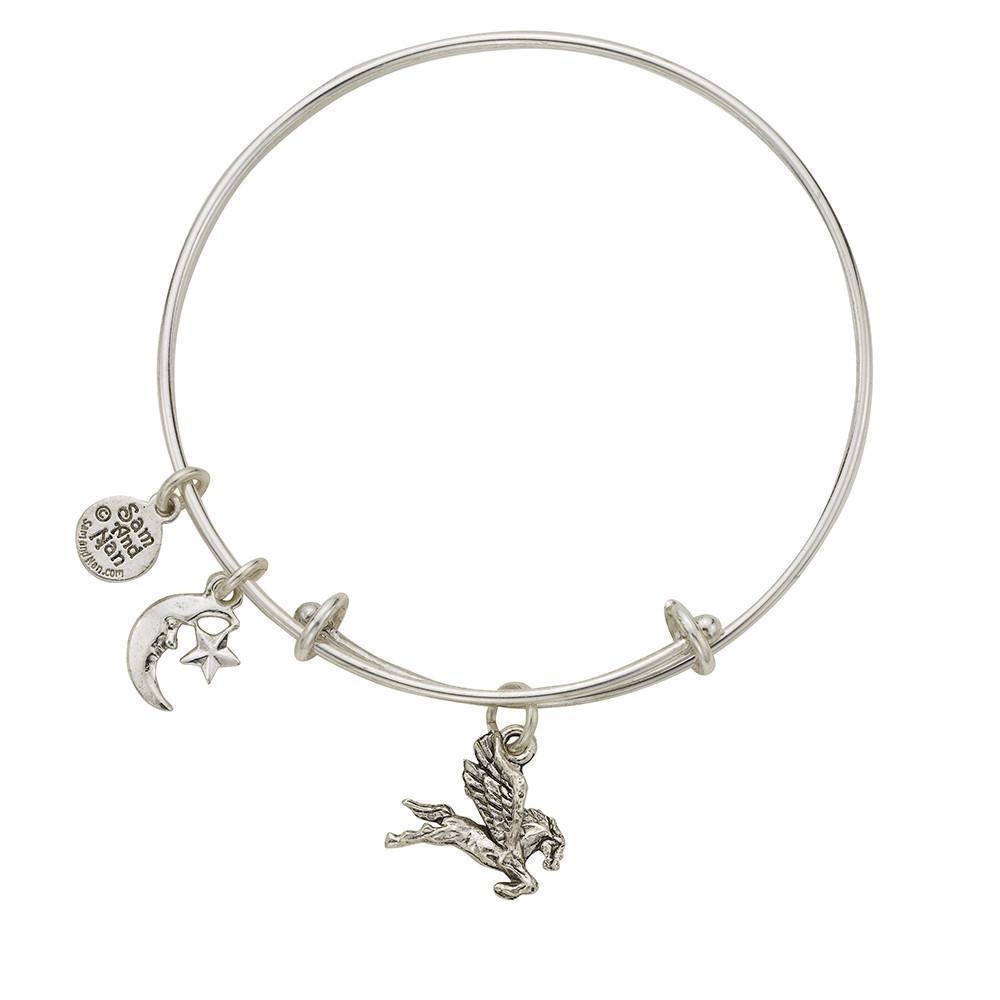 Pegasus Sun and Moon Charm Bangle Bracelet-Watchus
