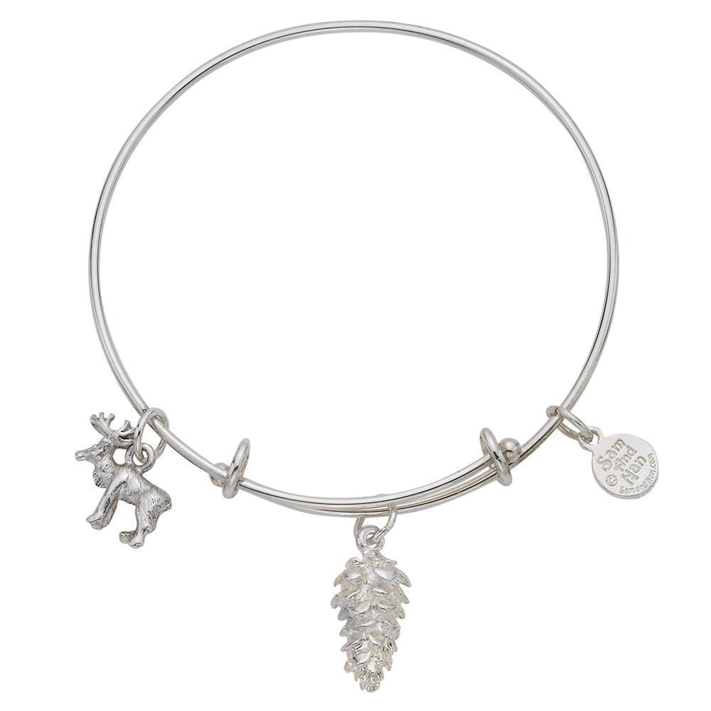 Pinecone Moose Charm Bangle Bracelet-Watchus