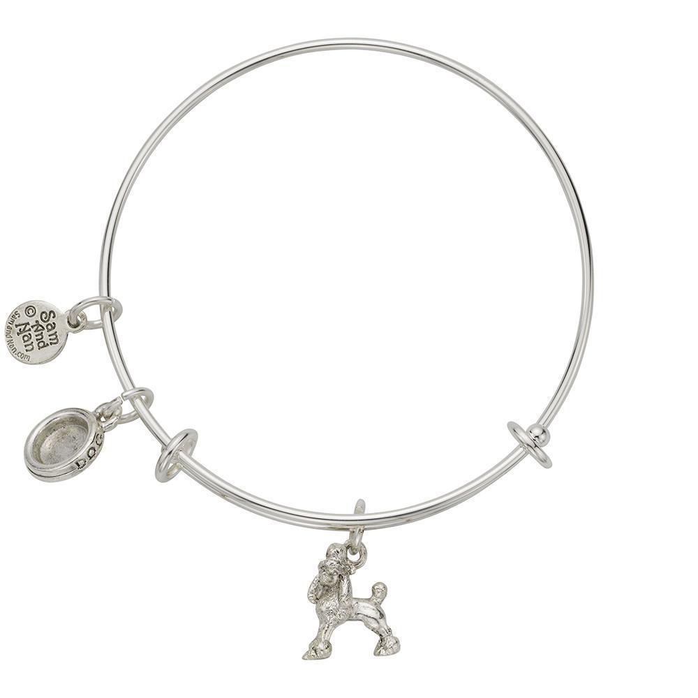 Poodle Dog Bowl Charm Bangle Bracelet-Watchus