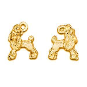 Poodle Dog Gold Plated Poodle Charms - C099G