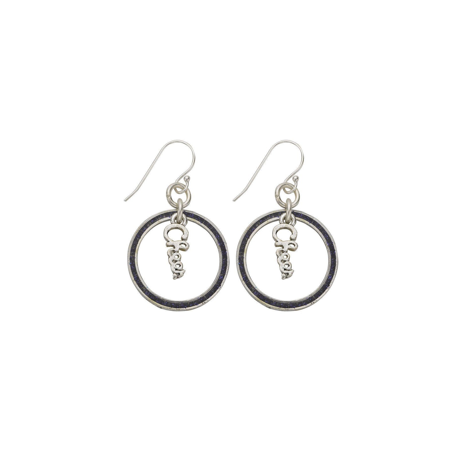 Purple Glitter Cheer Hoop Earring-Watchus