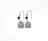 Quilt Patch Silver Earrings with Blue Swarovski Crystals-Watchus