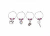 Quilt Wine Charms and Scissor Fobs with Purple Swarovski Crystals-Watchus