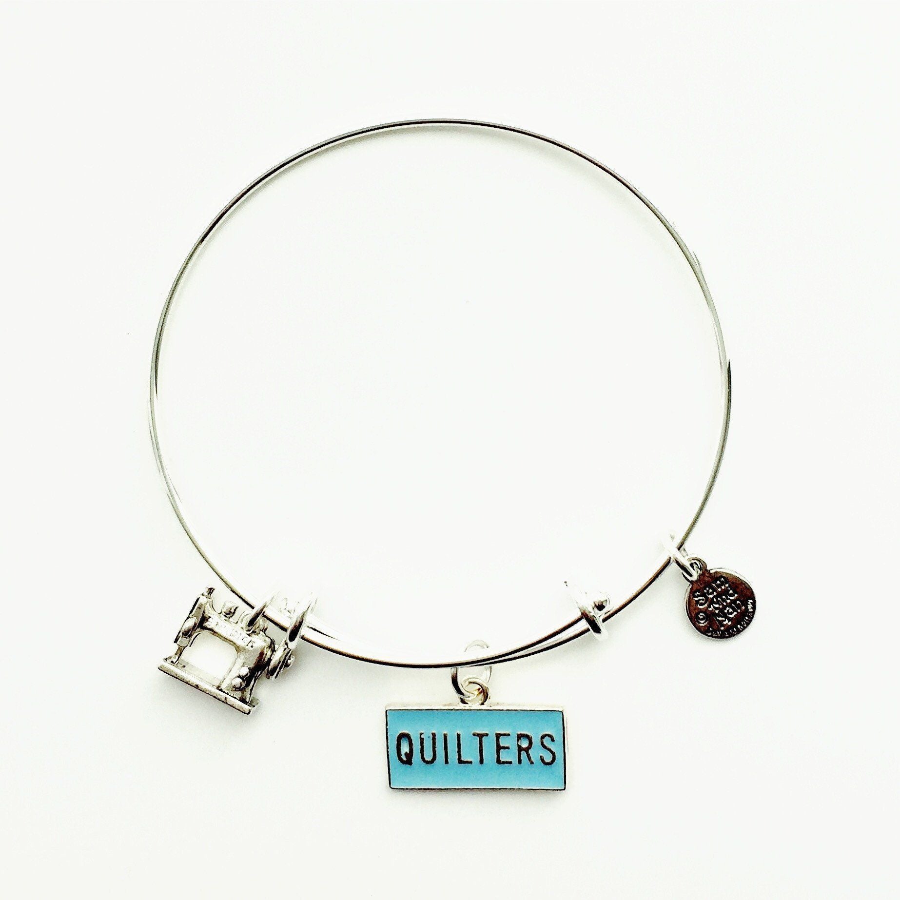Quilters Sewing Machine Silver Bangle Bracelet-Watchus