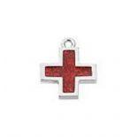 Red Epoxy Cross Charm