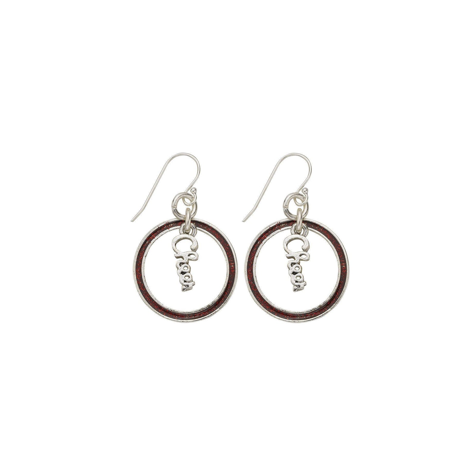 Red Glitter Cheer Hoop Earring-Watchus