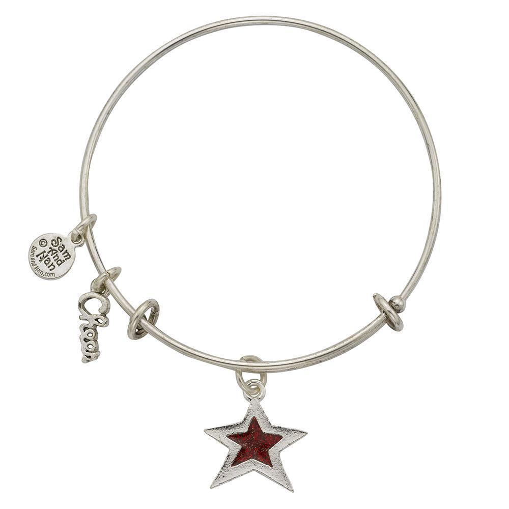 Red Star Charm Bangle Bracelet