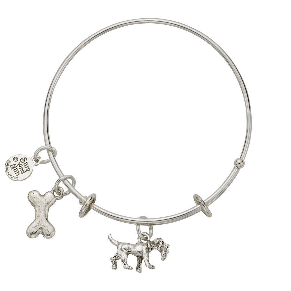 Retriever Dog Bone Charm Bangle Bracelet-Watchus