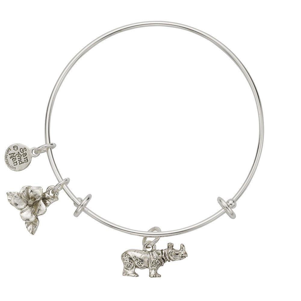 Rhinocerous Charm Bangle Bracelet-Watchus
