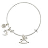 Rocking Horse Star and Moon Charm Bangle Bracelet-Watchus