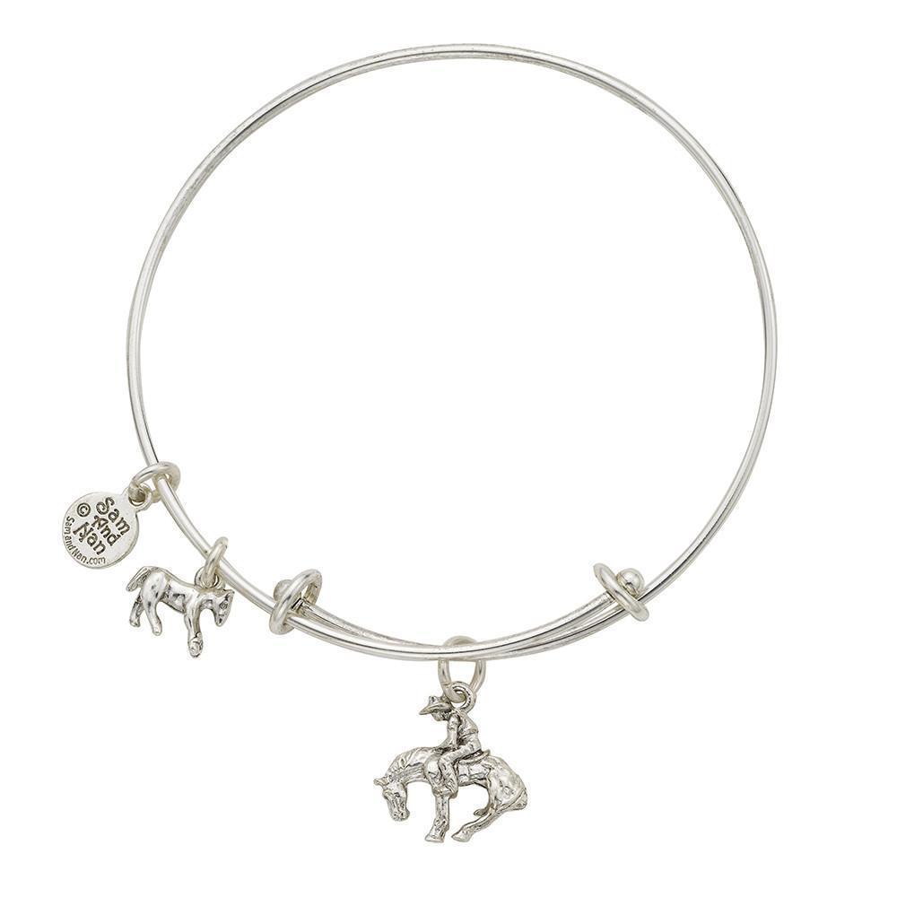 Rodeo Cowboy Charm Bangle Bracelet-Watchus