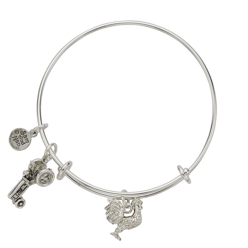 Rooster Charm Bangle Bracelet-Watchus