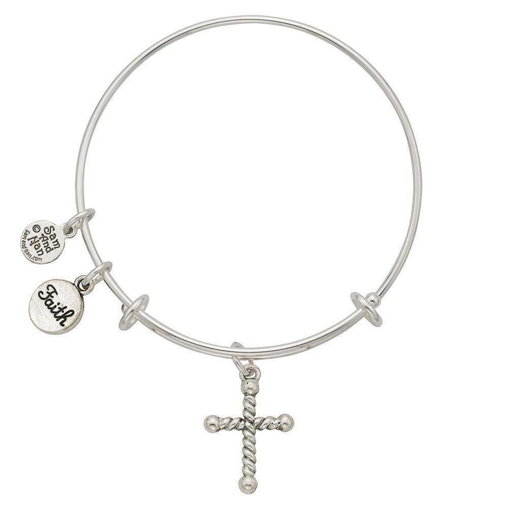 Rope Cross, Faith Charm Bangle Bracelet-Watchus