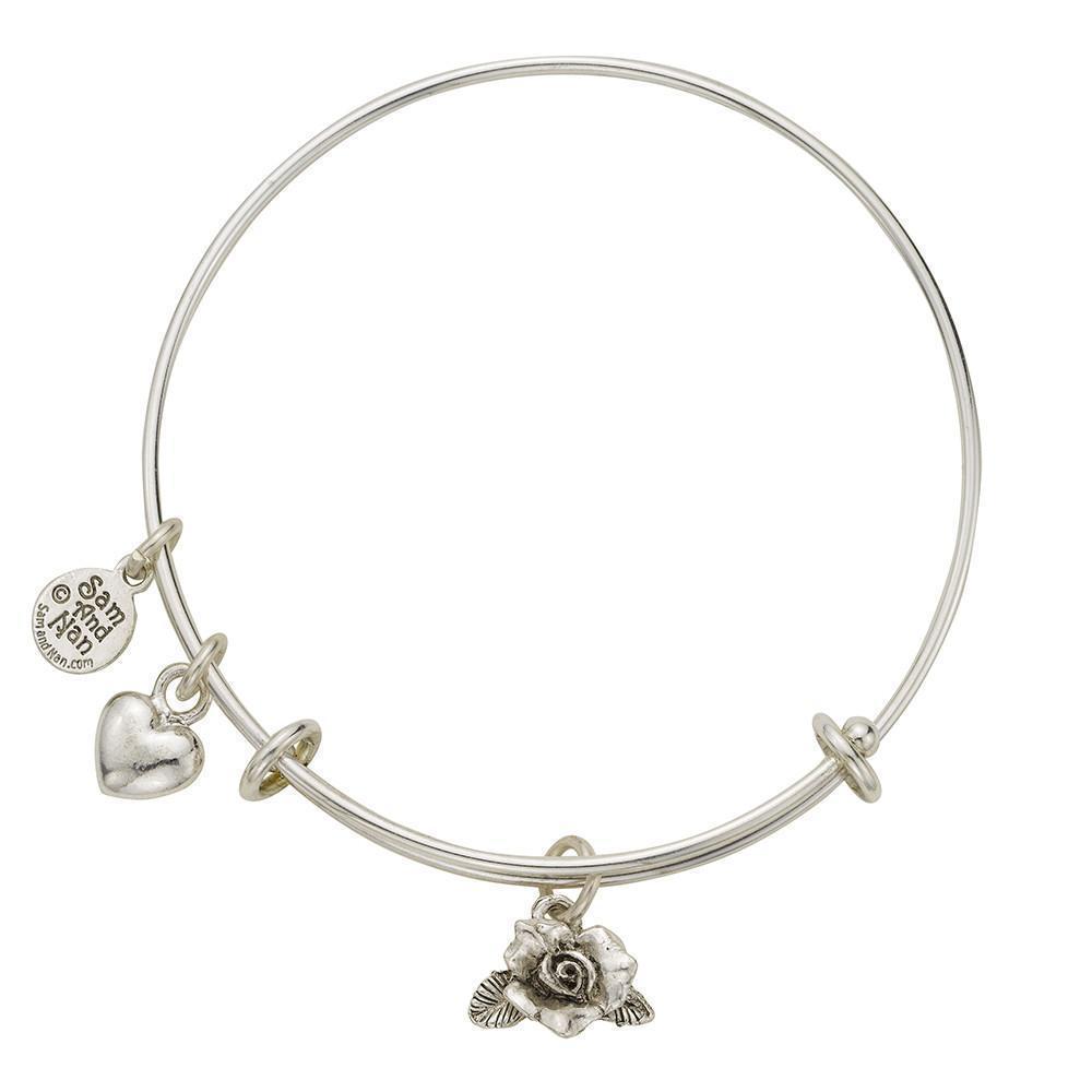 Rose Charm Bangle Bracelet