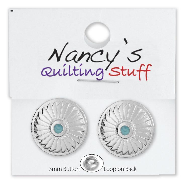 Round Carded Blue Silver Sunburst Buttons - 2 Pack-Watchus