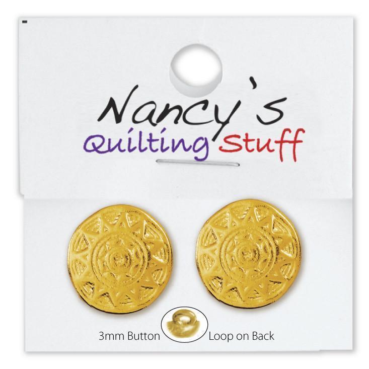 Round Carded Gold Plated Sun Buttons - 2 Pack-Watchus