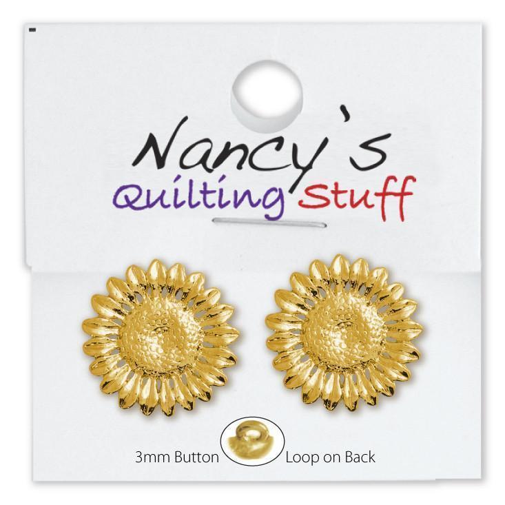 Round Carded Gold Plated Sunflower Buttons - 2 Pack-Watchus