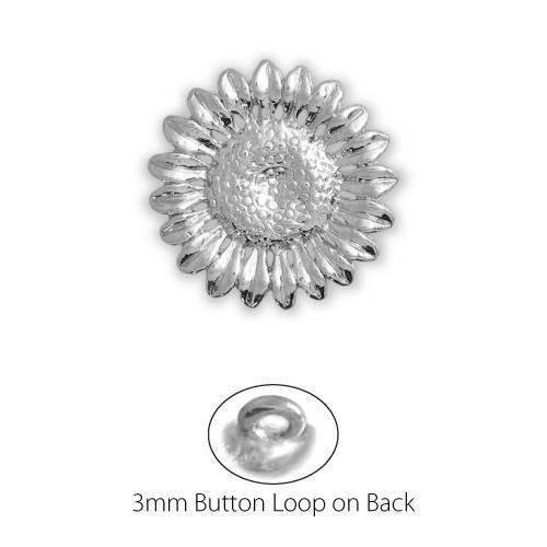 Round Sunflower Silver Button