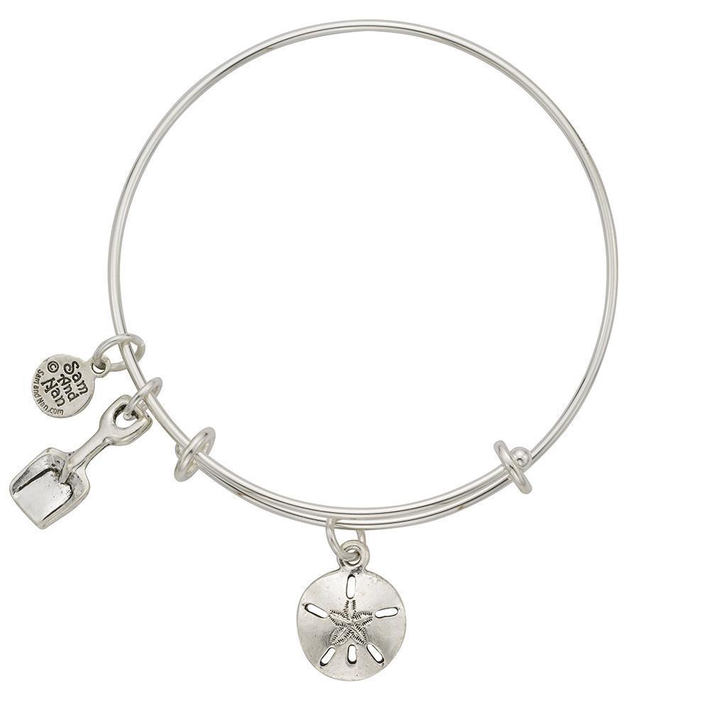 Sand Dollar Shovel Charm Bangle Bracelet-Watchus