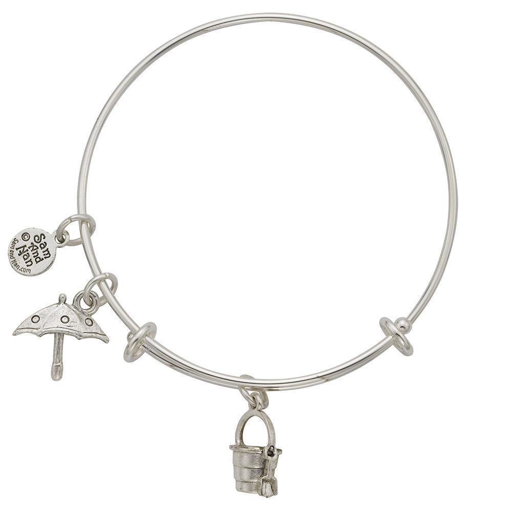 Sand Pail Umbrella Charm Bangle Bracelet-Watchus