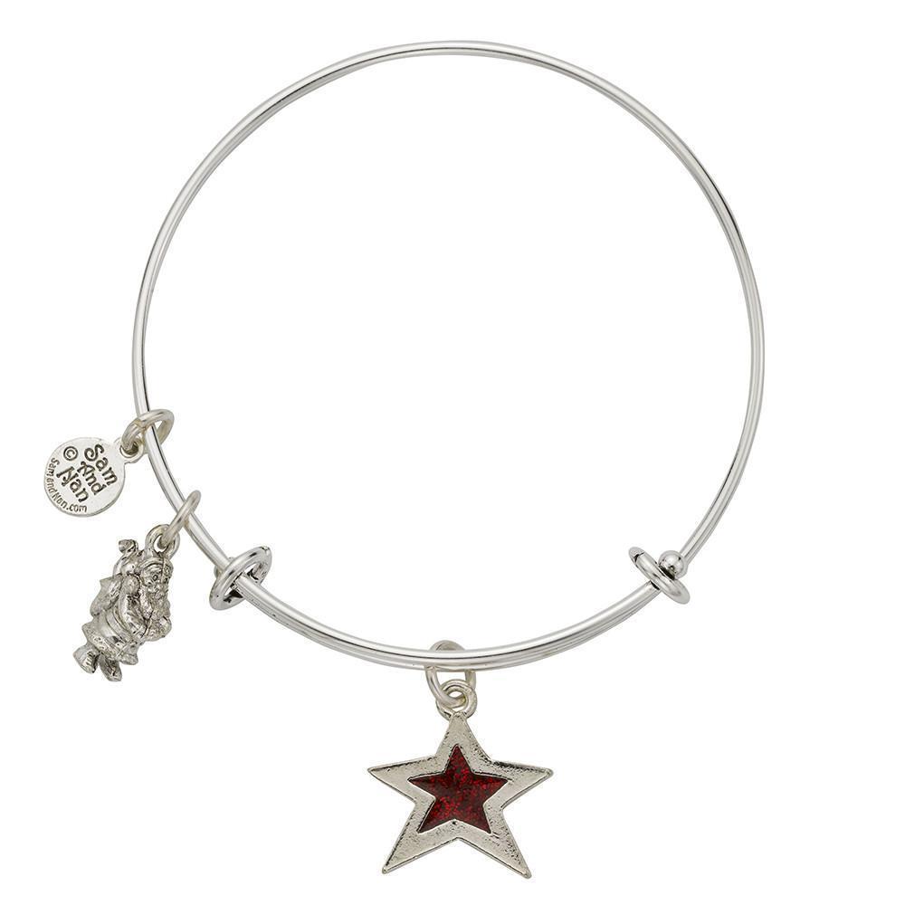 Santa Star Charm Bangle Bracelet-Watchus