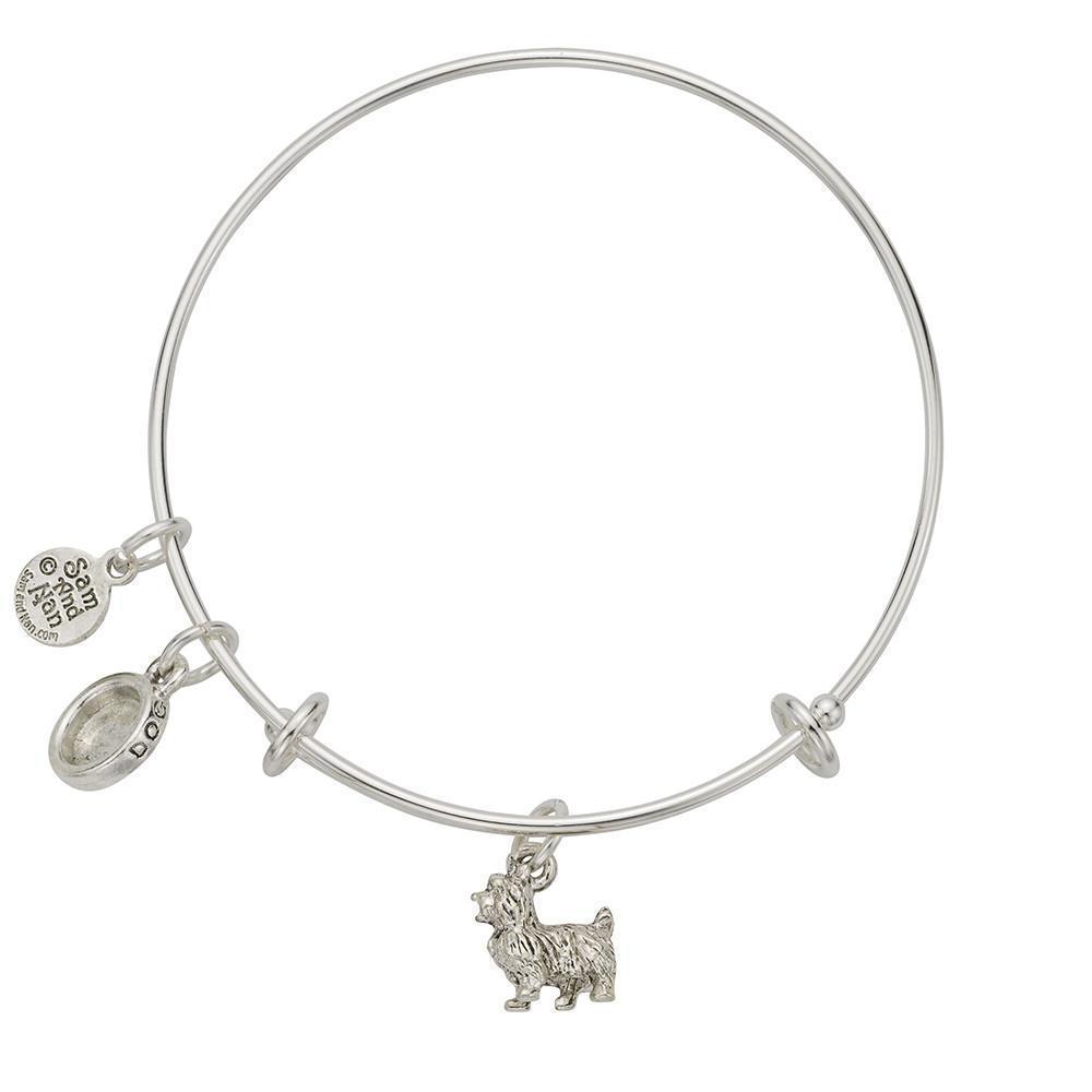 Scottie Dog Bowl Charm Bangle Bracelet-Watchus