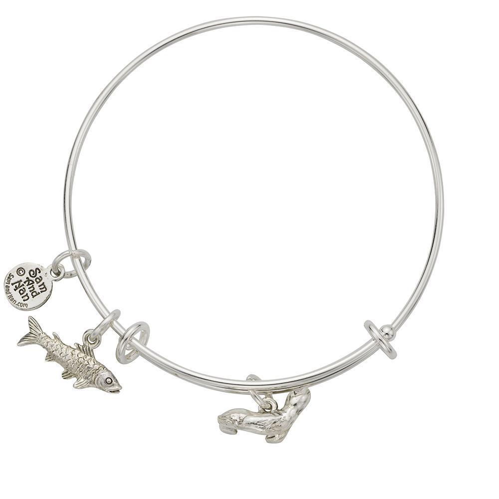 Seal Salmon Charm Bangle Bracelet-Watchus