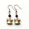 Sewing Machine Gold Earrings with Purple Swarovski Crystals-Watchus