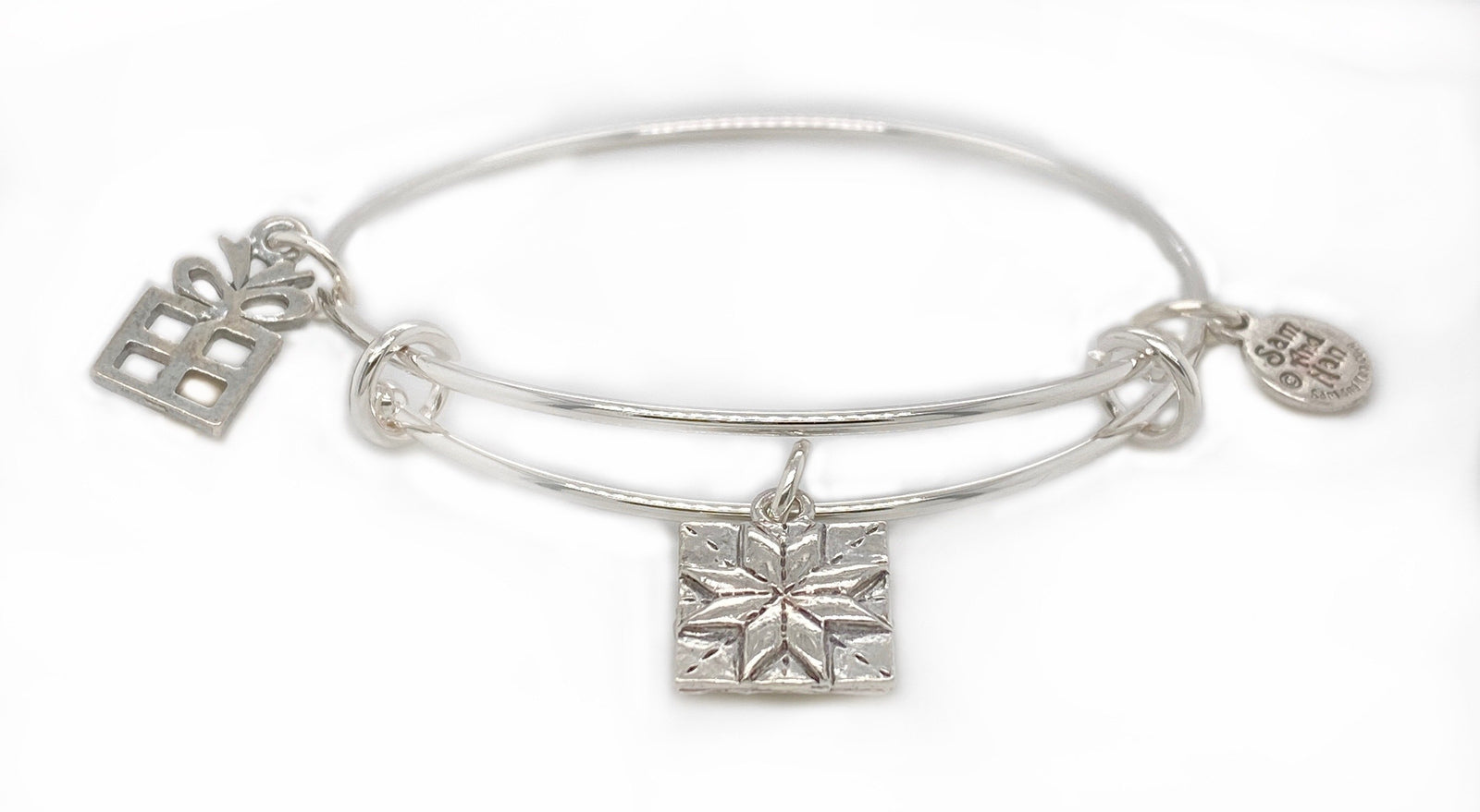 Sewing quilting Ohio star patch and present charm bangle