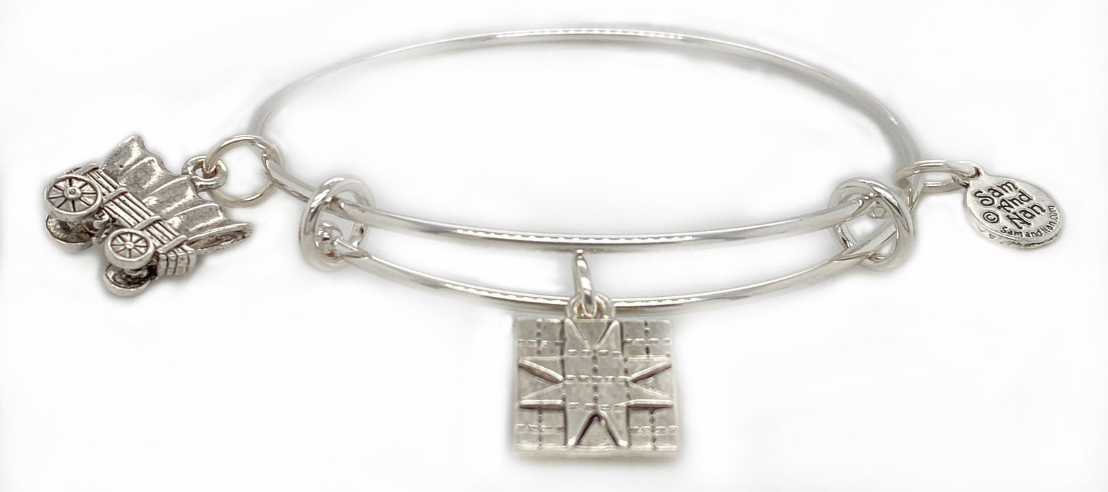 Sewing quilting silver bangle fight or flight patch with covered wagon-Watchus