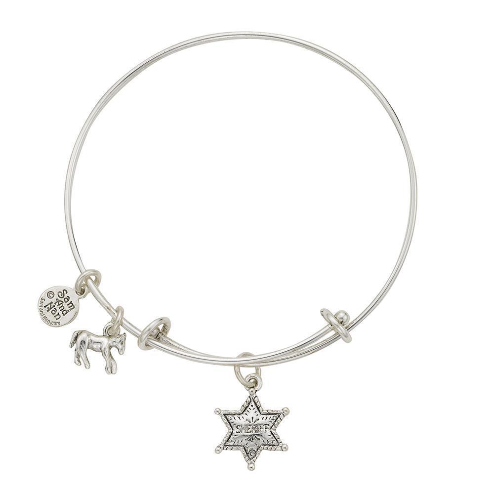Sheriff Badge Charm Bangle Bracelet-Watchus