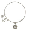 Ships Wheel Anchor Charm Bangle Bracelet-Watchus