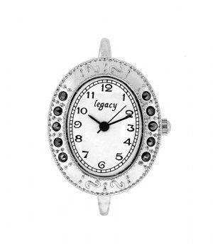 Silver Bracelet Oval Antique Marcasite Watch Face - Final Sale-Watchus