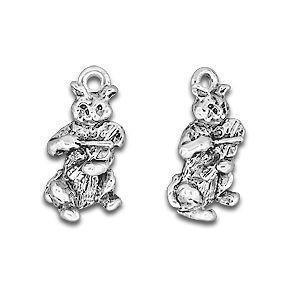 Silver Cat Playing Fiddle Charm