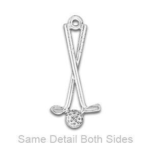 Silver Crossed Golf Clubs Charm