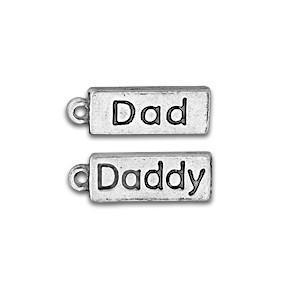 Silver Dad Daddy 2 Sided Charm