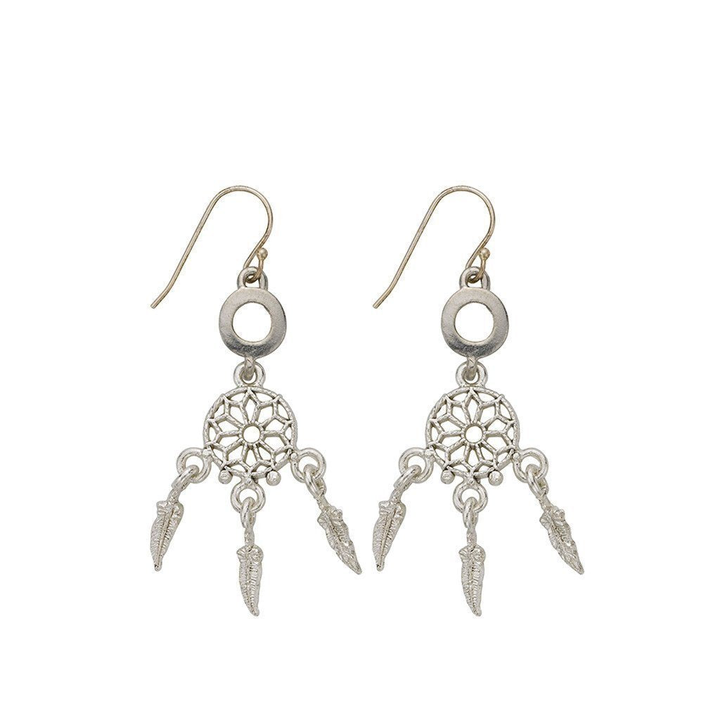 Silver Dream Catcher Earrings-Watchus