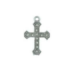 Silver Faux Marcasite Cross charm