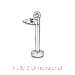 Silver Golf Flag Sport Charm