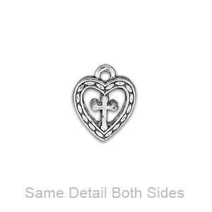 Silver Heart Cross Charm-Watchus