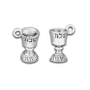 Silver Hebrew Wine Glass Charm
