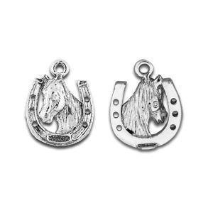 Silver Horse Shoe with Horse Head Charm-Watchus