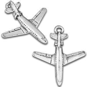 Silver Jet Airplane Charm