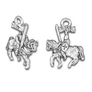 Silver Knight On Horse Charm