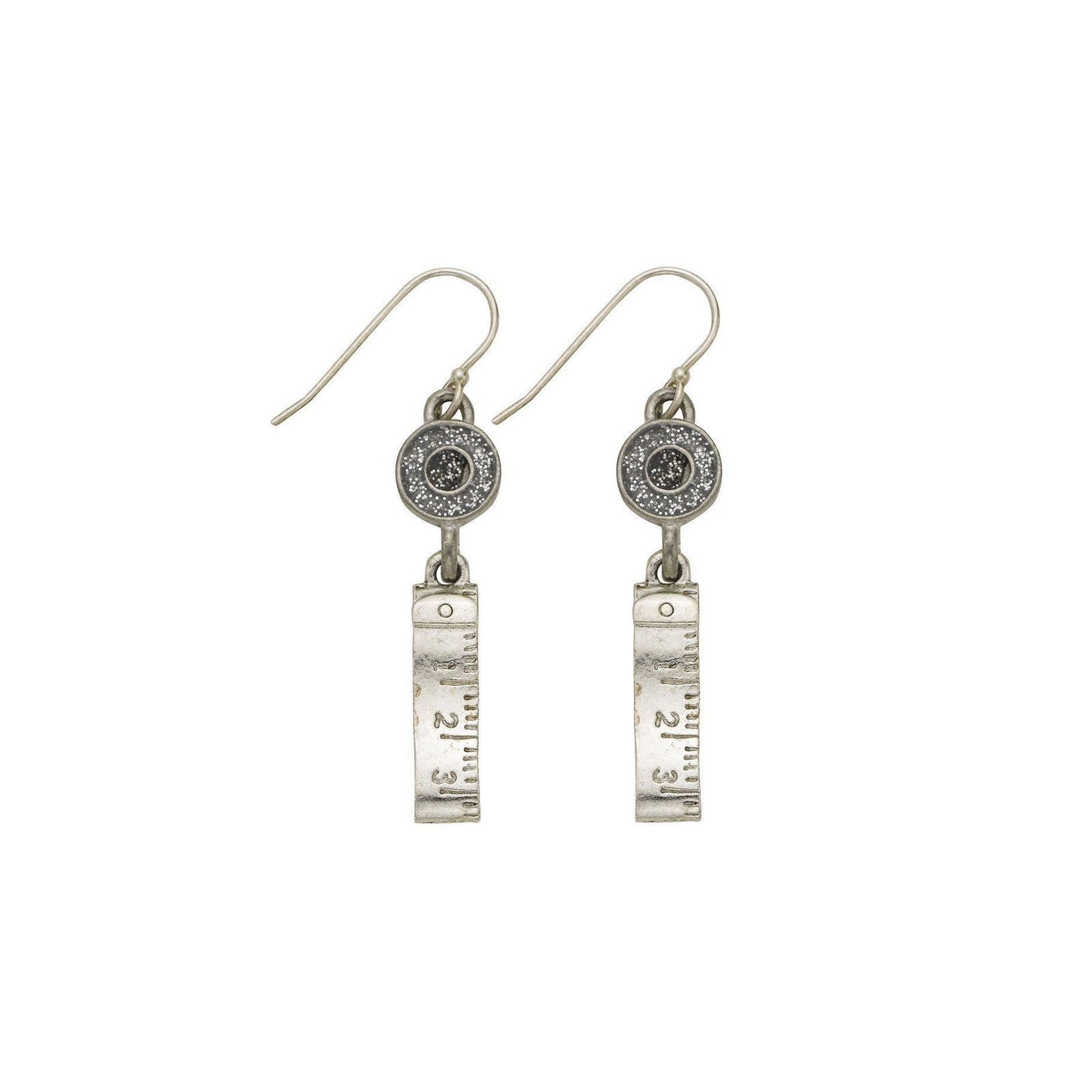Silver Measure Tape Earrings-Watchus
