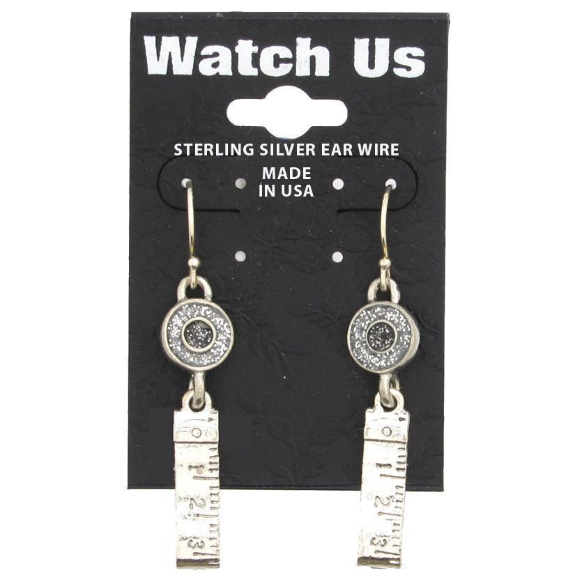 Silver Measuring Tape Earrings-Watchus